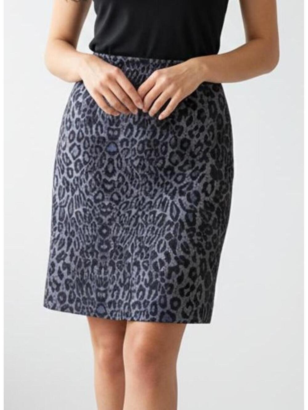 BCBGMAXAZRIA Metallic Animal Print A Line Skirt Black Blue Silver Size 0